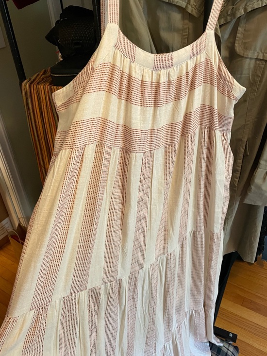 Laude The Label Dresses & Skirts - Laude the Label Tiered Cotton Dress Cream Rust Stripe Midi L